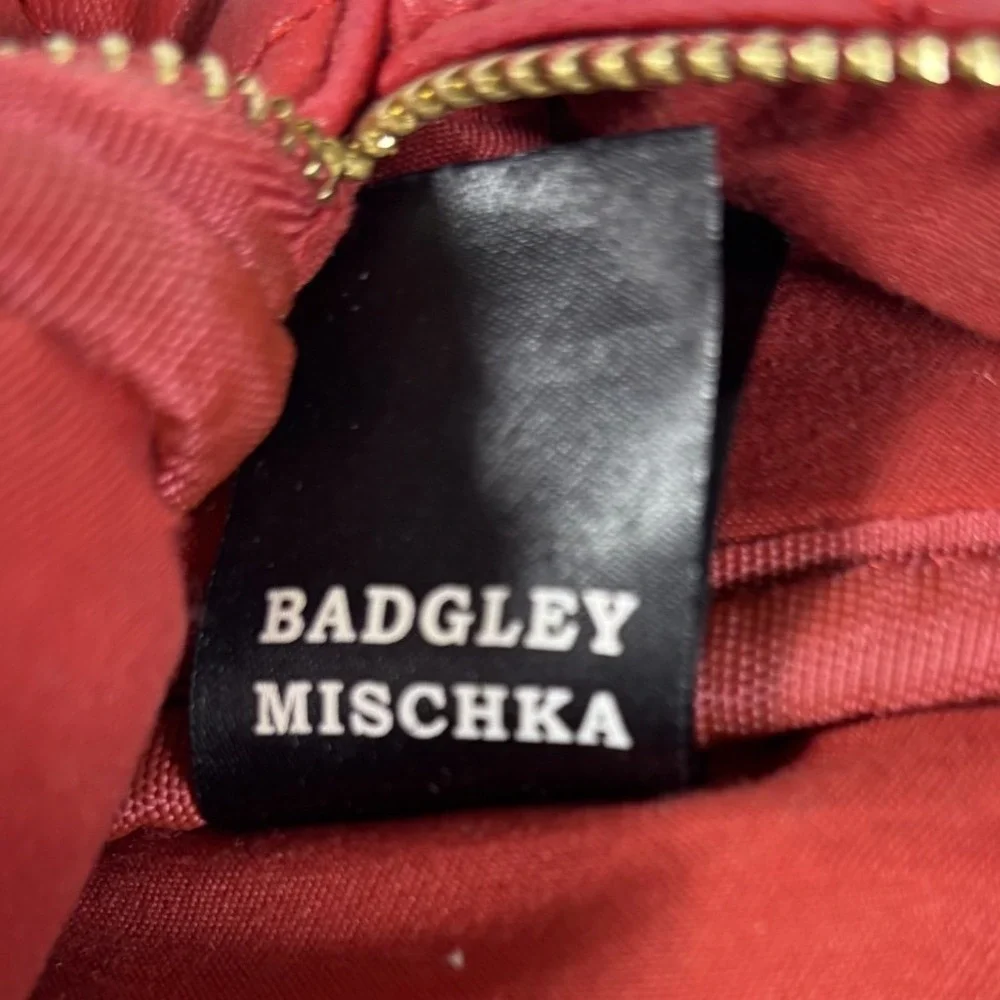 Badgley Mischka Backpack Womens Small Red Quilted Studded‎ BM Logo Edgy Designer